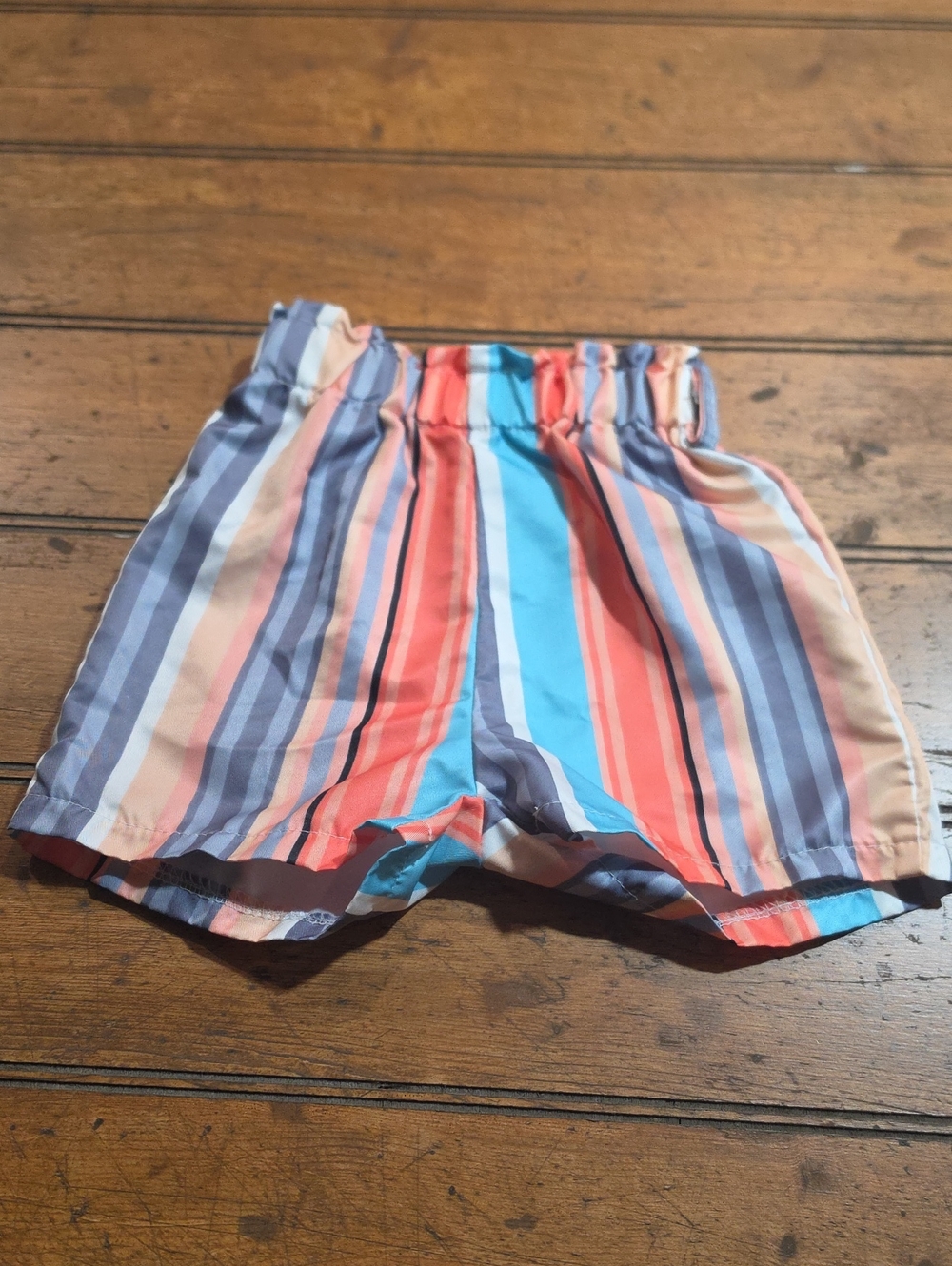 SHEIN Coral Teal Navy Cream Striped Kids Shorts